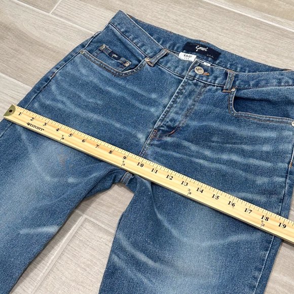 YAGI U.S.A. Vintage Mid-Rise Floral Embroidered Fringe Hem Flare Jeans Y2K Sz 7 - Picture 14 of 16